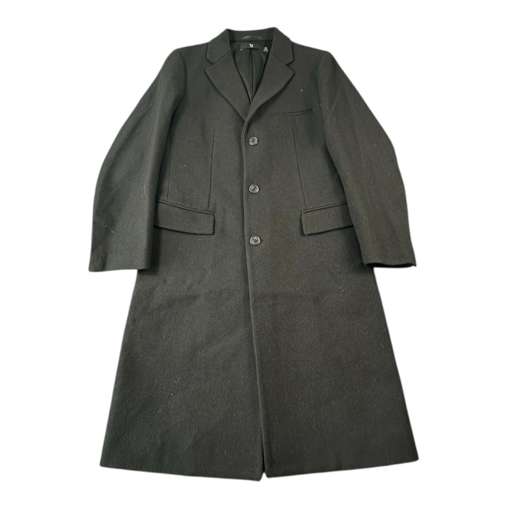 Uniqlo X Jil Sander Black Herringbone Wool Men's Topcoat XS Excellent